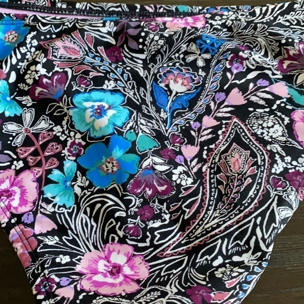 Like New Dark Floral hipster Bikini Bottom L - Picture 8 of 11